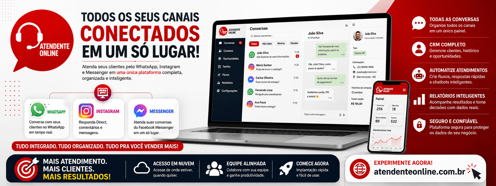 Plataforma de atendimento multicanal com CRM integrado